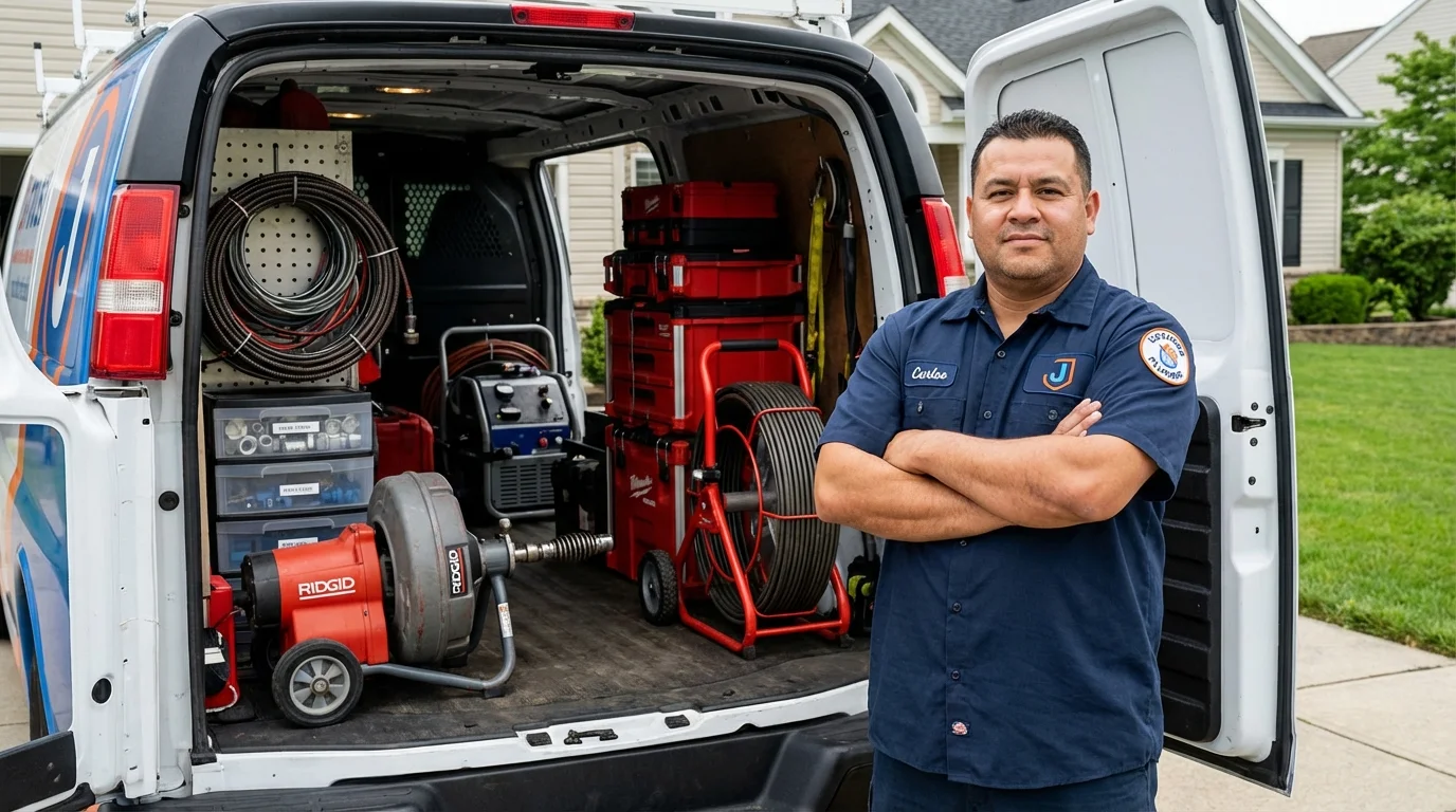 Professional drain cleaning equipment and Johns Plumbing LLC plumber in Wadley