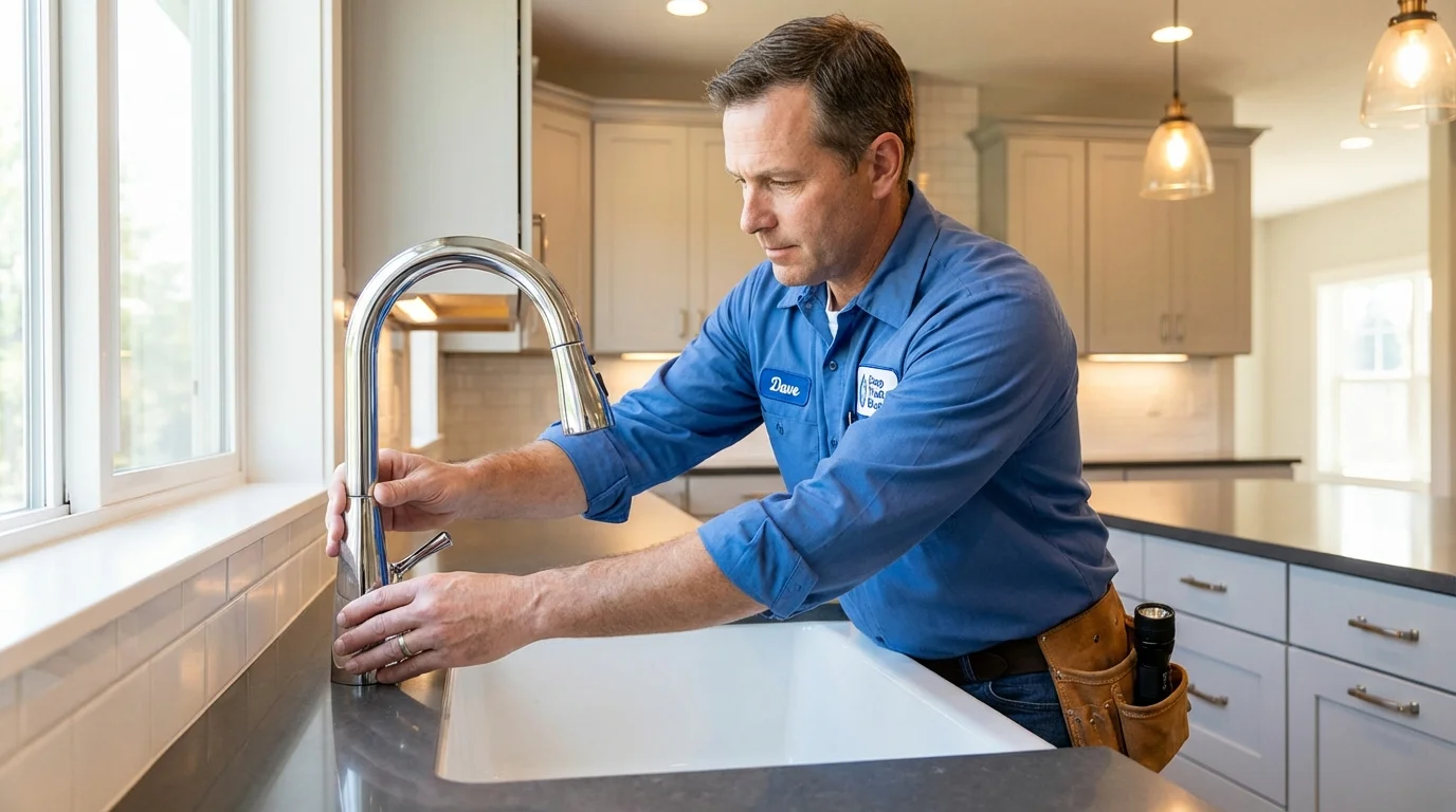Kitchen faucet installation by Johns Plumbing LLC in Wadley
