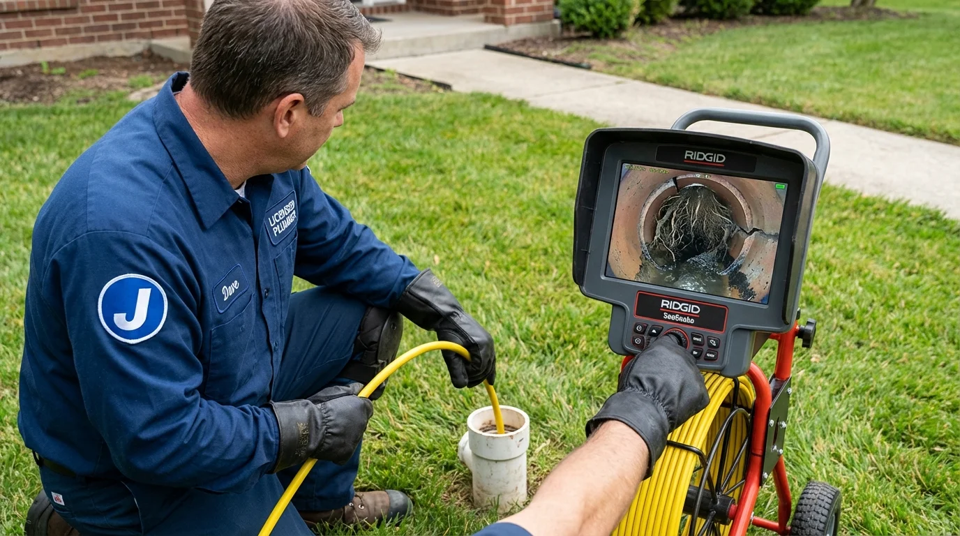 Sewer camera inspection being performed by Johns Plumbing LLC in Wadley