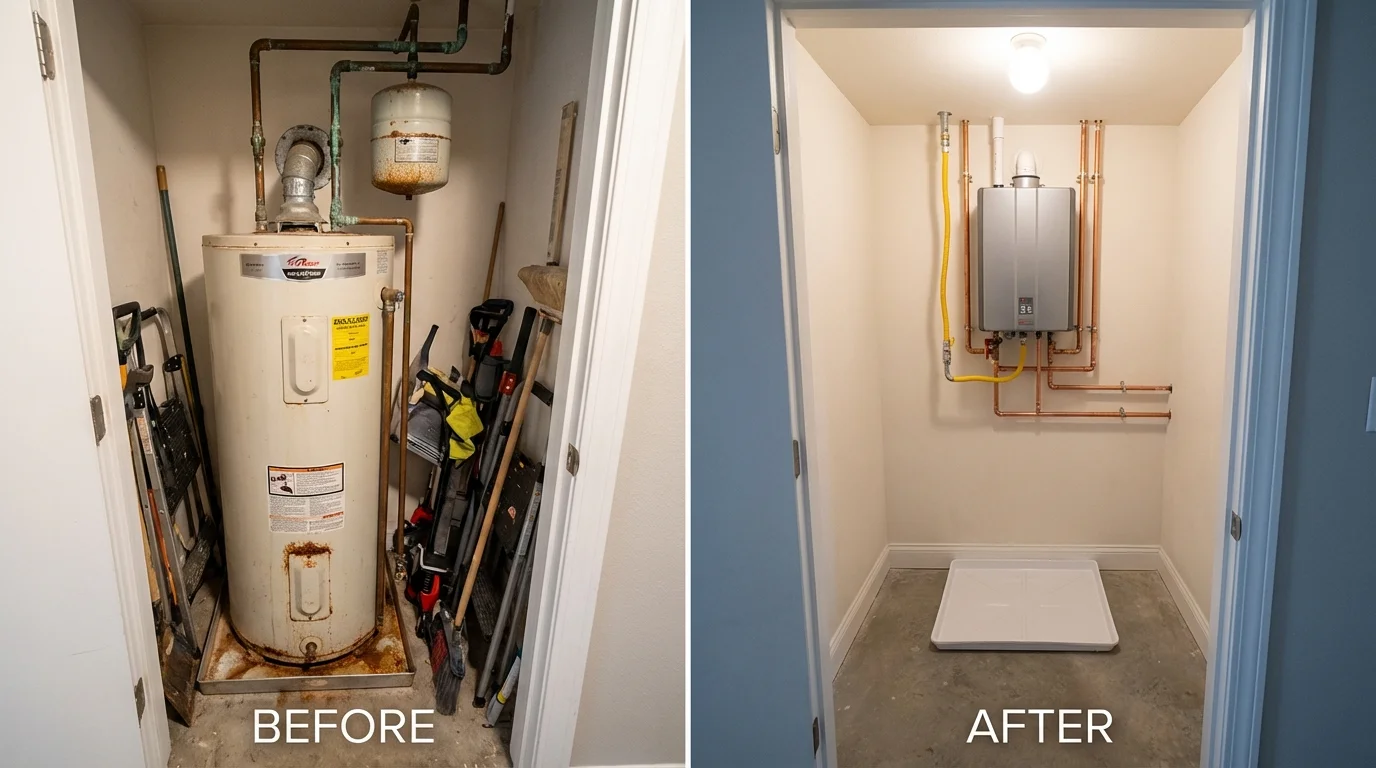 Tank water heater versus wall-mounted tankless unit comparison for Wadley, GA homeowners